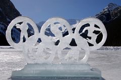21 Olympic Rings Ice Sculpture On Frozen Lake Louise With Mount Victoria and Mount Whyte Behind.jpg